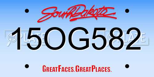 15OG582 South Dakota License Plate