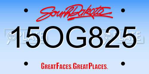 15OG825 South Dakota License Plate