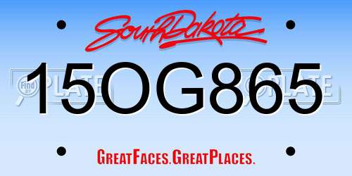 15OG865 South Dakota License Plate
