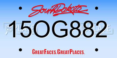 15OG882 South Dakota License Plate