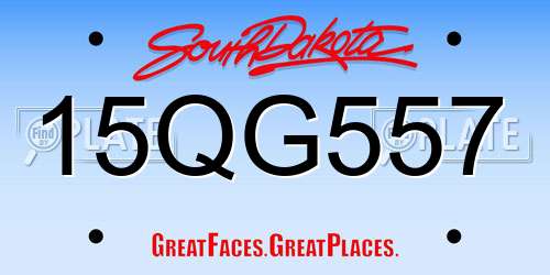 15QG557 South Dakota License Plate