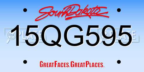 15QG595 South Dakota License Plate