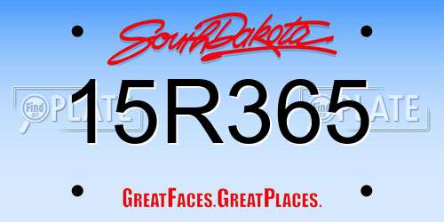 15R365 South Dakota License Plate