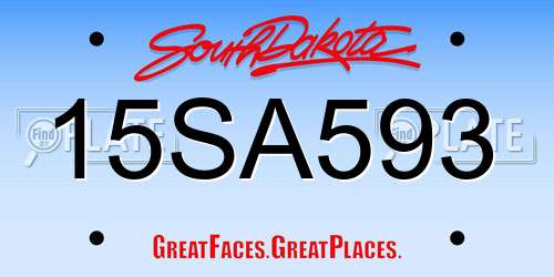15SA593 South Dakota License Plate