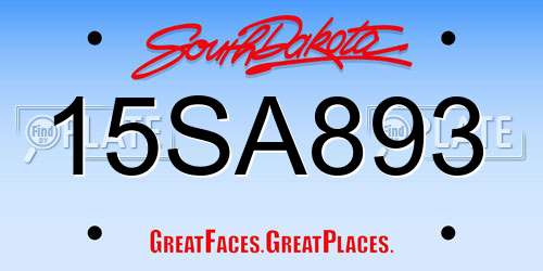 15SA893 South Dakota License Plate