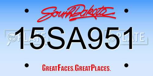 15SA951 South Dakota License Plate