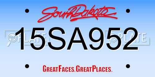 15SA952 South Dakota License Plate