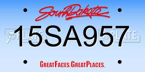 15SA957 South Dakota License Plate