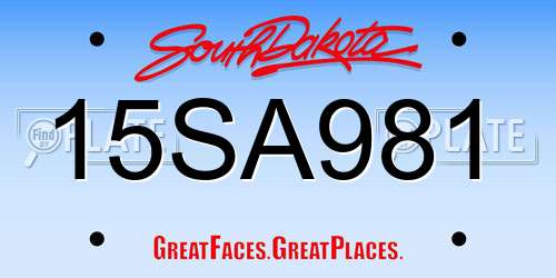 15SA981 South Dakota License Plate