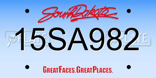 15SA982 South Dakota License Plate