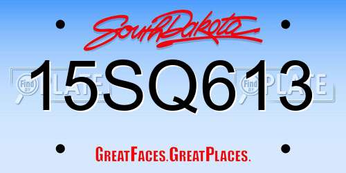 15SQ613 South Dakota License Plate