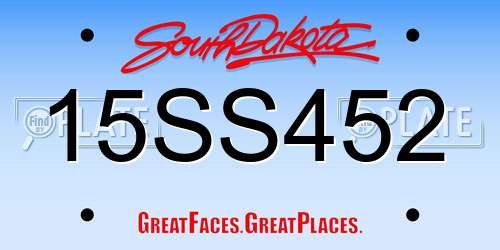 15SS452 South Dakota License Plate
