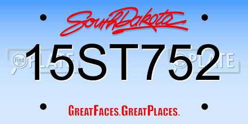 15ST752 South Dakota License Plate