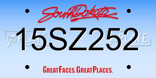 15SZ252 South Dakota License Plate
