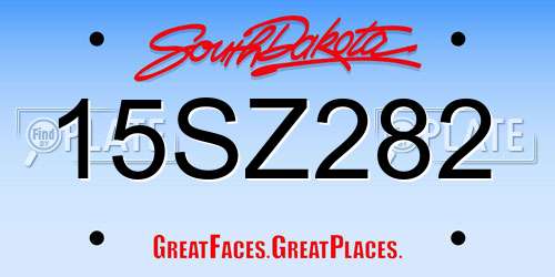 15SZ282 South Dakota License Plate