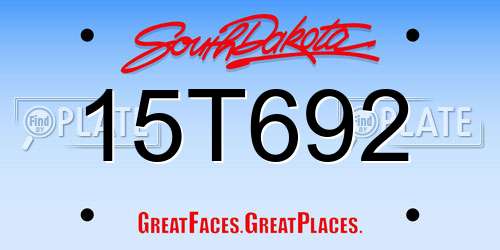 15T692 South Dakota License Plate