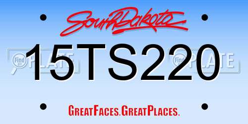 15TS220 South Dakota License Plate