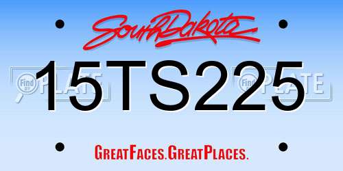 15TS225 South Dakota License Plate