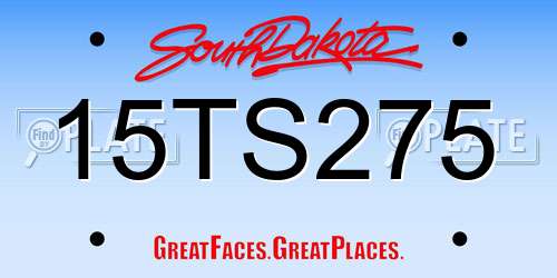 15TS275 South Dakota License Plate