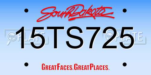 15TS725 South Dakota License Plate