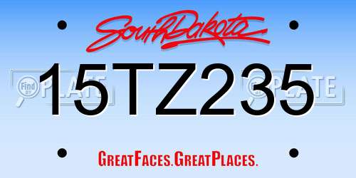 15TZ235 South Dakota License Plate