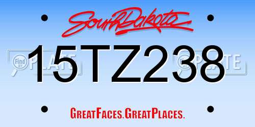 15TZ238 South Dakota License Plate