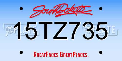 15TZ735 South Dakota License Plate