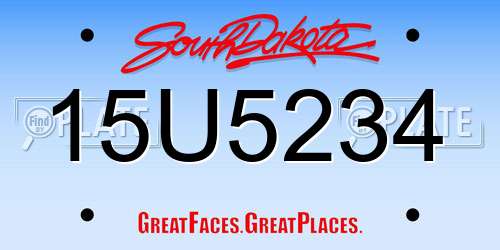 15U5234 South Dakota License Plate