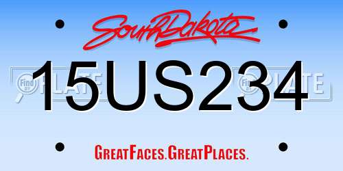 15US234 South Dakota License Plate