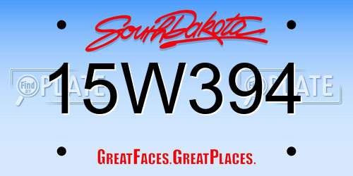 15W394 South Dakota License Plate