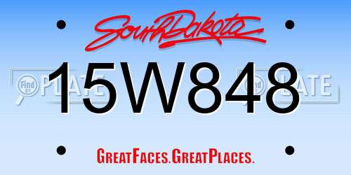 15W848 South Dakota License Plate
