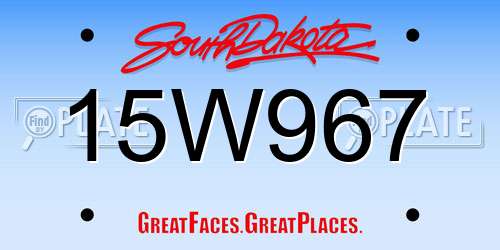 15W967 South Dakota License Plate