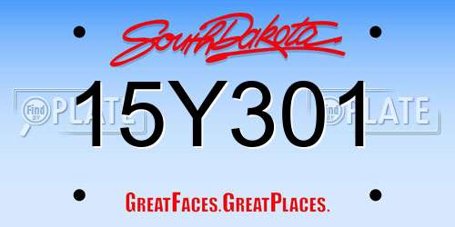 15Y301 South Dakota License Plate