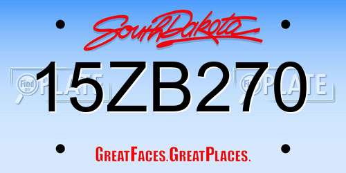 15ZB270 South Dakota License Plate