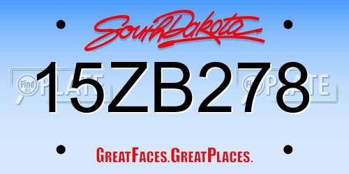 15ZB278 South Dakota License Plate
