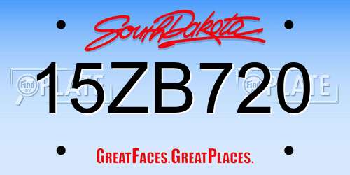 15ZB720 South Dakota License Plate