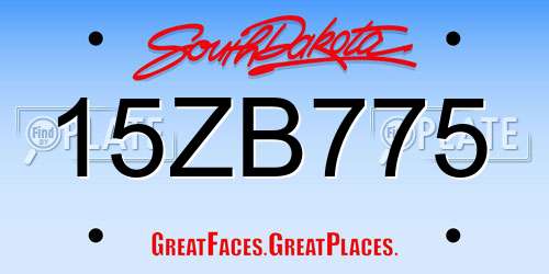 15ZB775 South Dakota License Plate