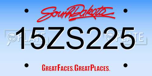 15ZS225 South Dakota License Plate