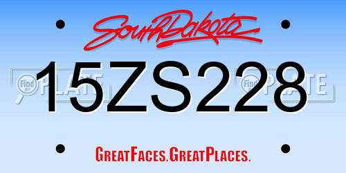 15ZS228 South Dakota License Plate