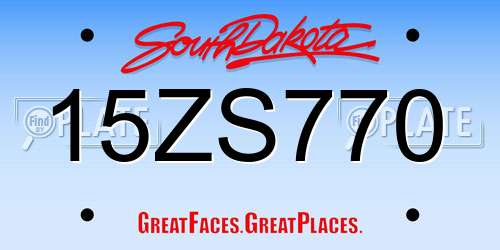 15ZS770 South Dakota License Plate