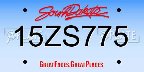 15ZS775 South Dakota License Plate