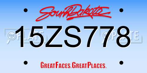 15ZS778 South Dakota License Plate