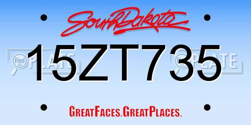 15ZT735 South Dakota License Plate