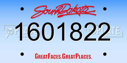 1601822 South Dakota License Plate