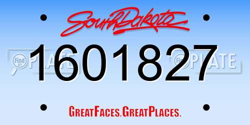 1601827 South Dakota License Plate