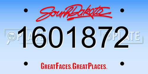 1601872 South Dakota License Plate