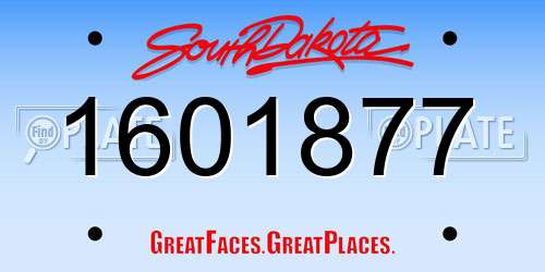 1601877 South Dakota License Plate
