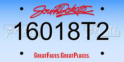 16018T2 South Dakota License Plate