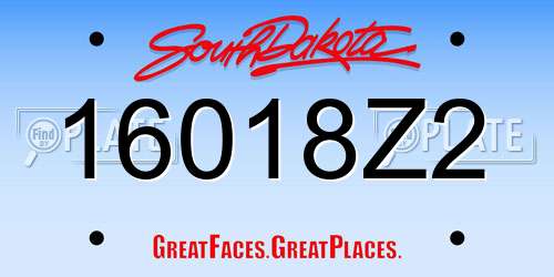 16018Z2 South Dakota License Plate
