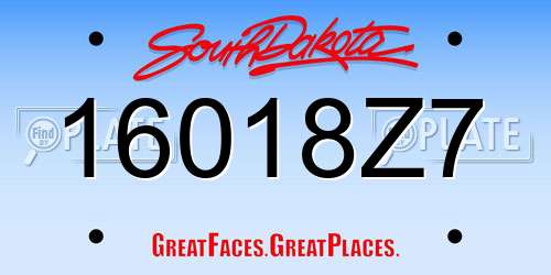 16018Z7 South Dakota License Plate